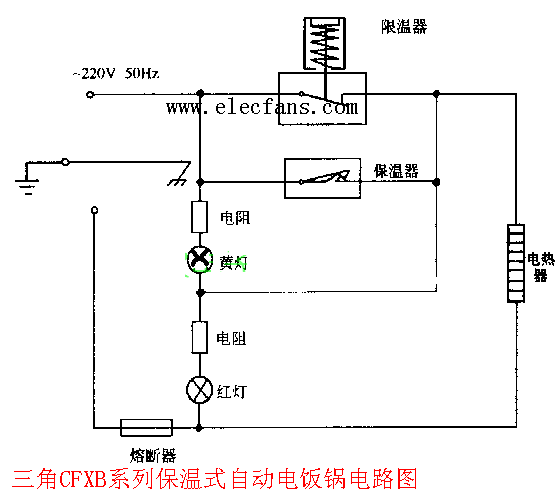 电饭煲的电路工作原理图