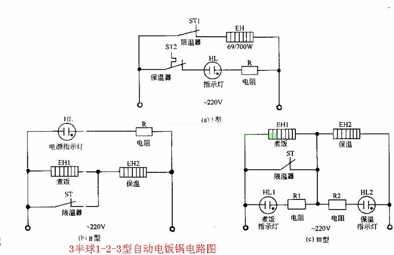 电饭煲的电路工作原理图